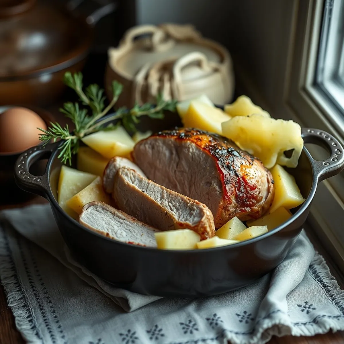 AI-generated photo Roast pork, step 2. AI-generated photo.