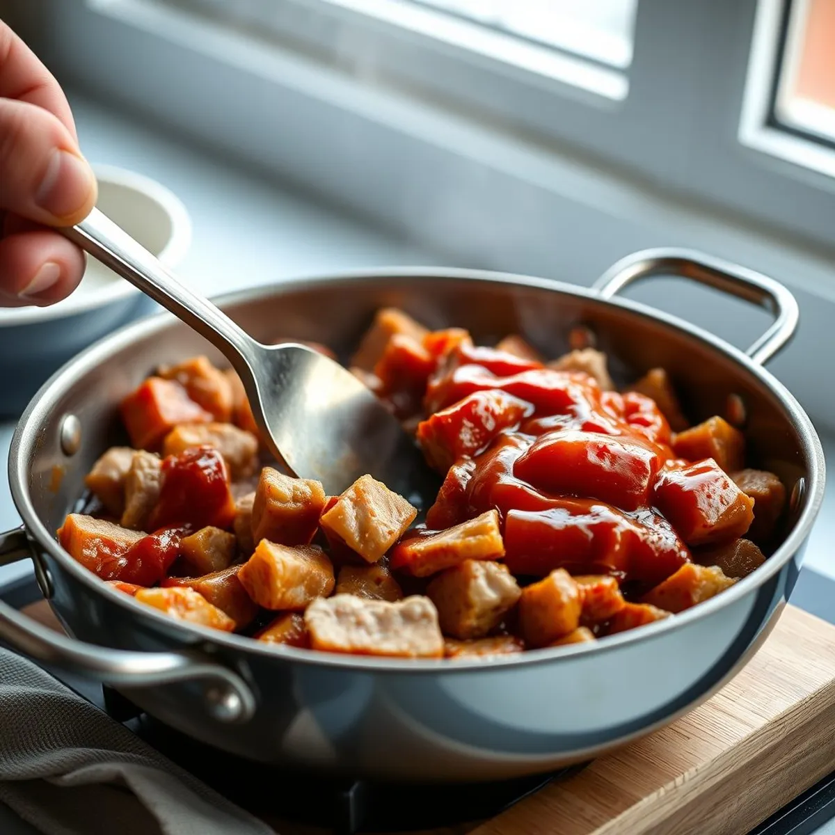 AI-generated photo Currywurst, step 2. AI-generated photo.