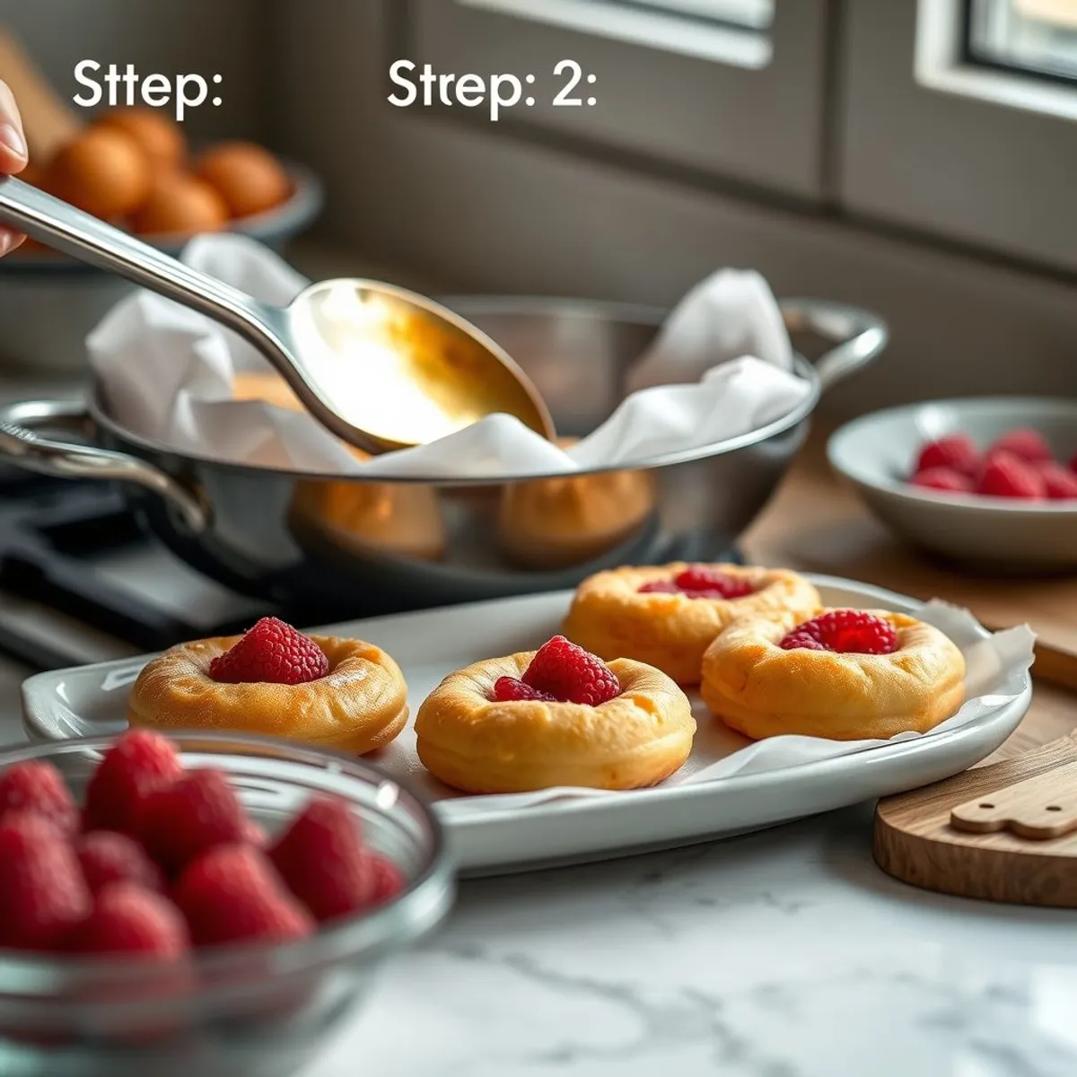 AI-generated photo Sufganiyot, step 2. AI-generated photo.