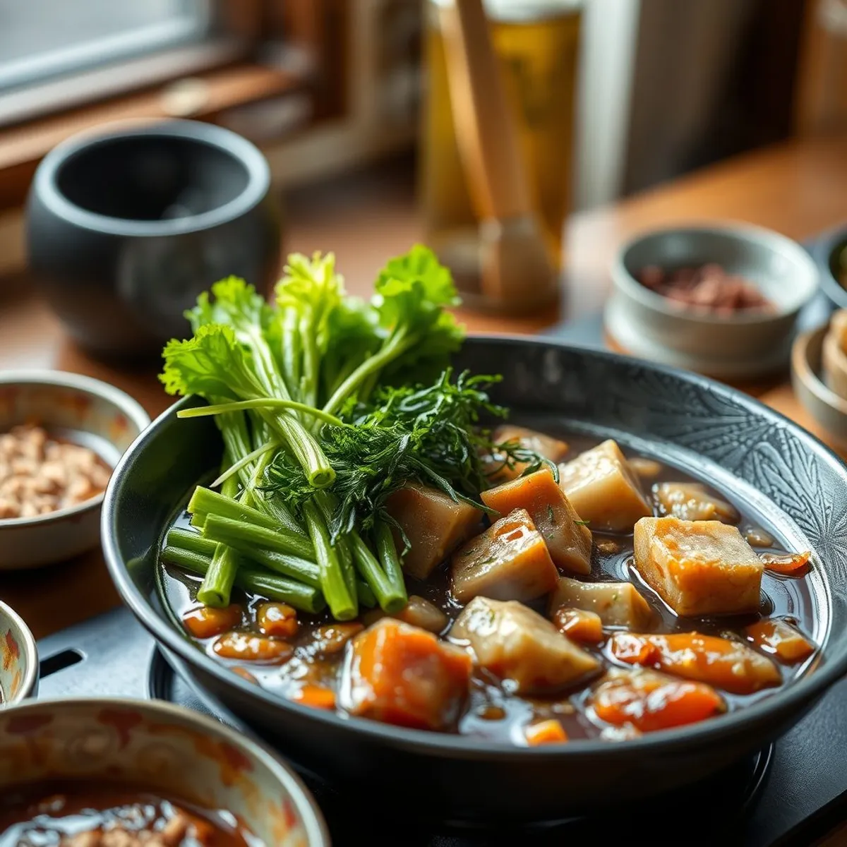 Budae jjigae, step 1. AI-generated photo.