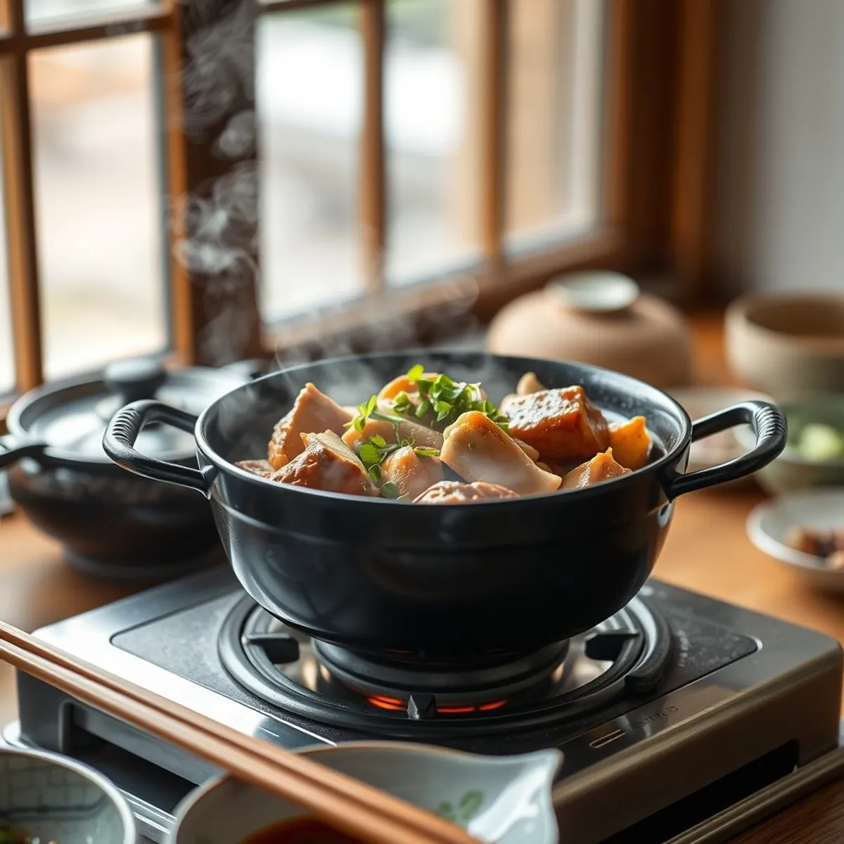 Budae jjigae, step 3. AI-generated photo.