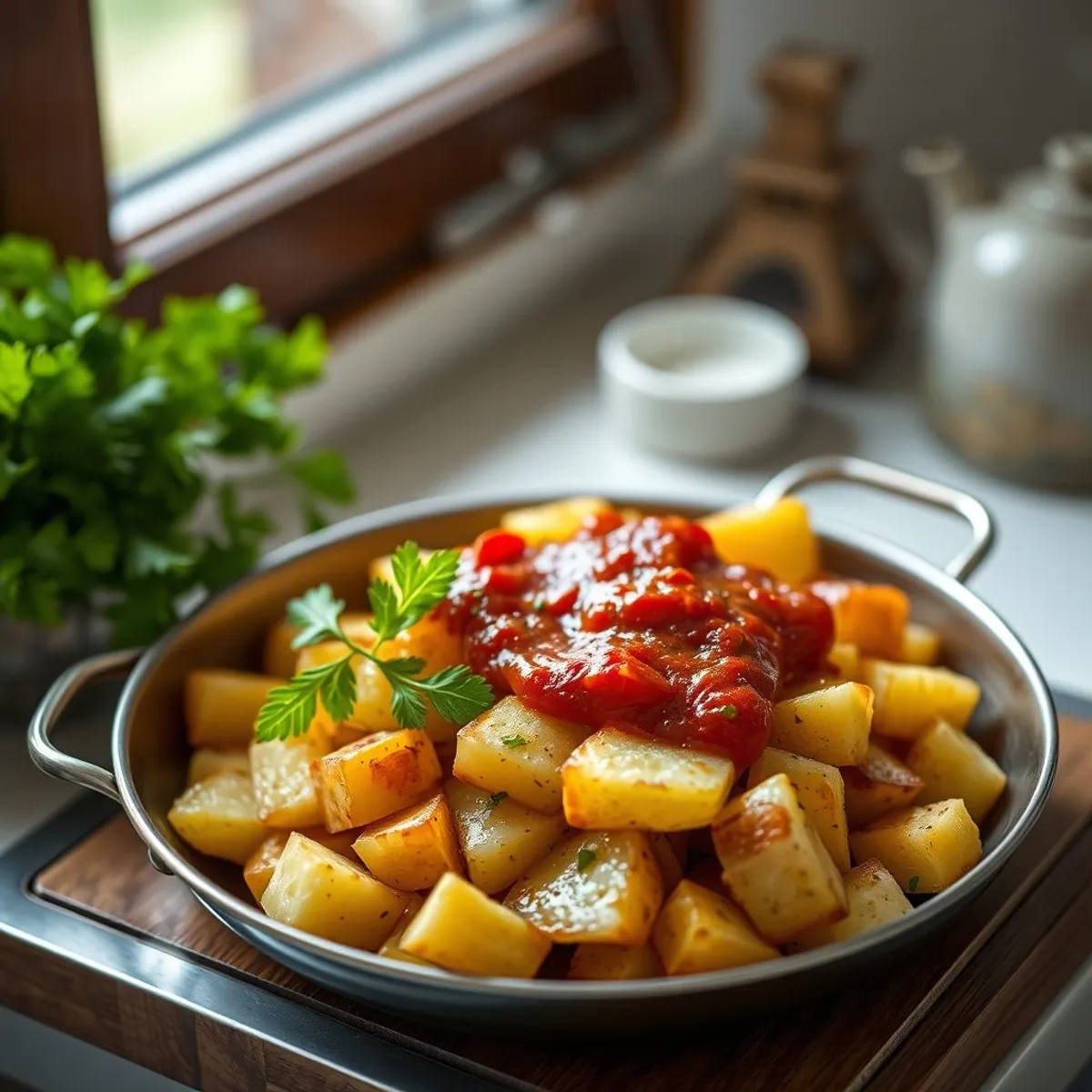 AI-generated photo Patatas bravas, step 4. AI-generated photo.