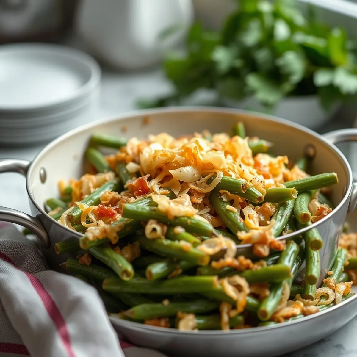 AI-generated photo Green bean casserole, step 4. AI-generated photo.