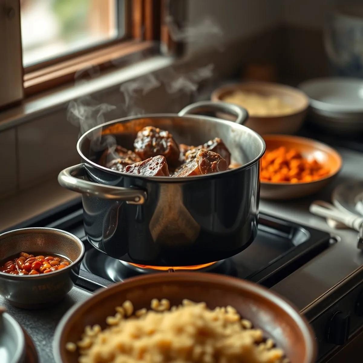 AI-generated photo Couscous with lamb, step 1. AI-generated photo.