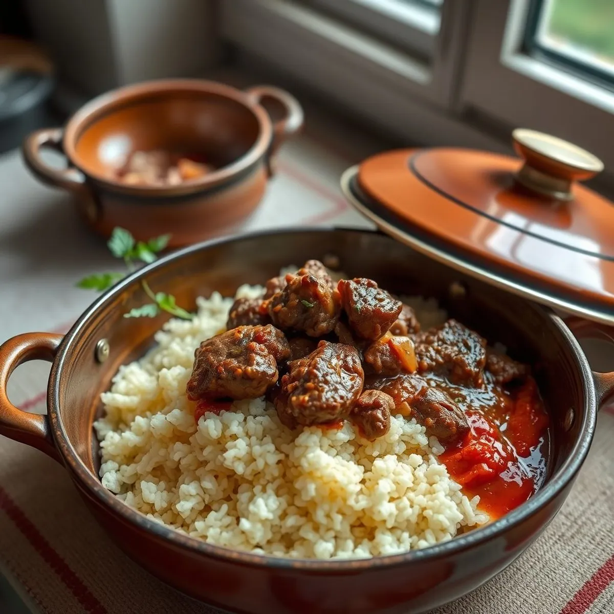 AI-generated photo Couscous with lamb, step 2. AI-generated photo.