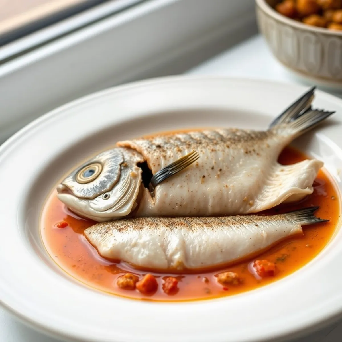 AI-generated photo Poisson à la chermoula, step 4. AI-generated photo.