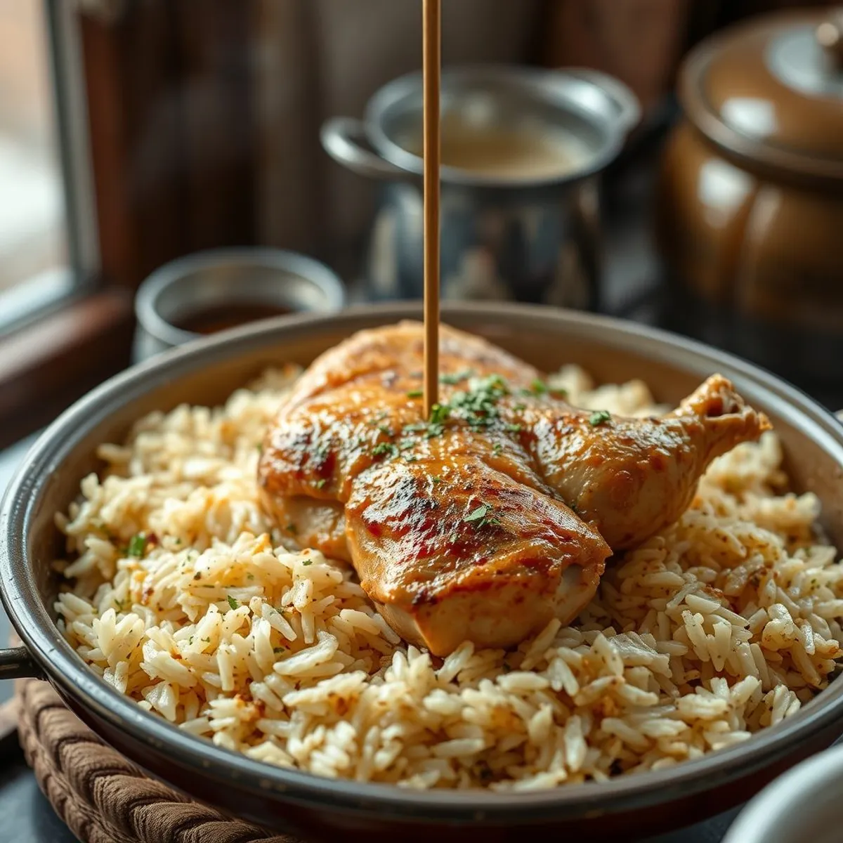 AI-generated photo Chicken mandi, step 3. AI-generated photo.